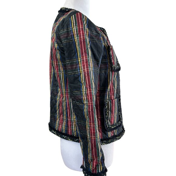 J CREW Blazer Women's 2 Quilted Lady Stewart Jacket Tartan Plaid Red Green Black - Picture 3 of 6